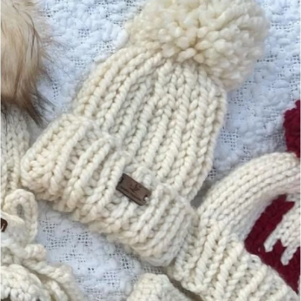 Cream Ribbed Knit Slouchy Hat